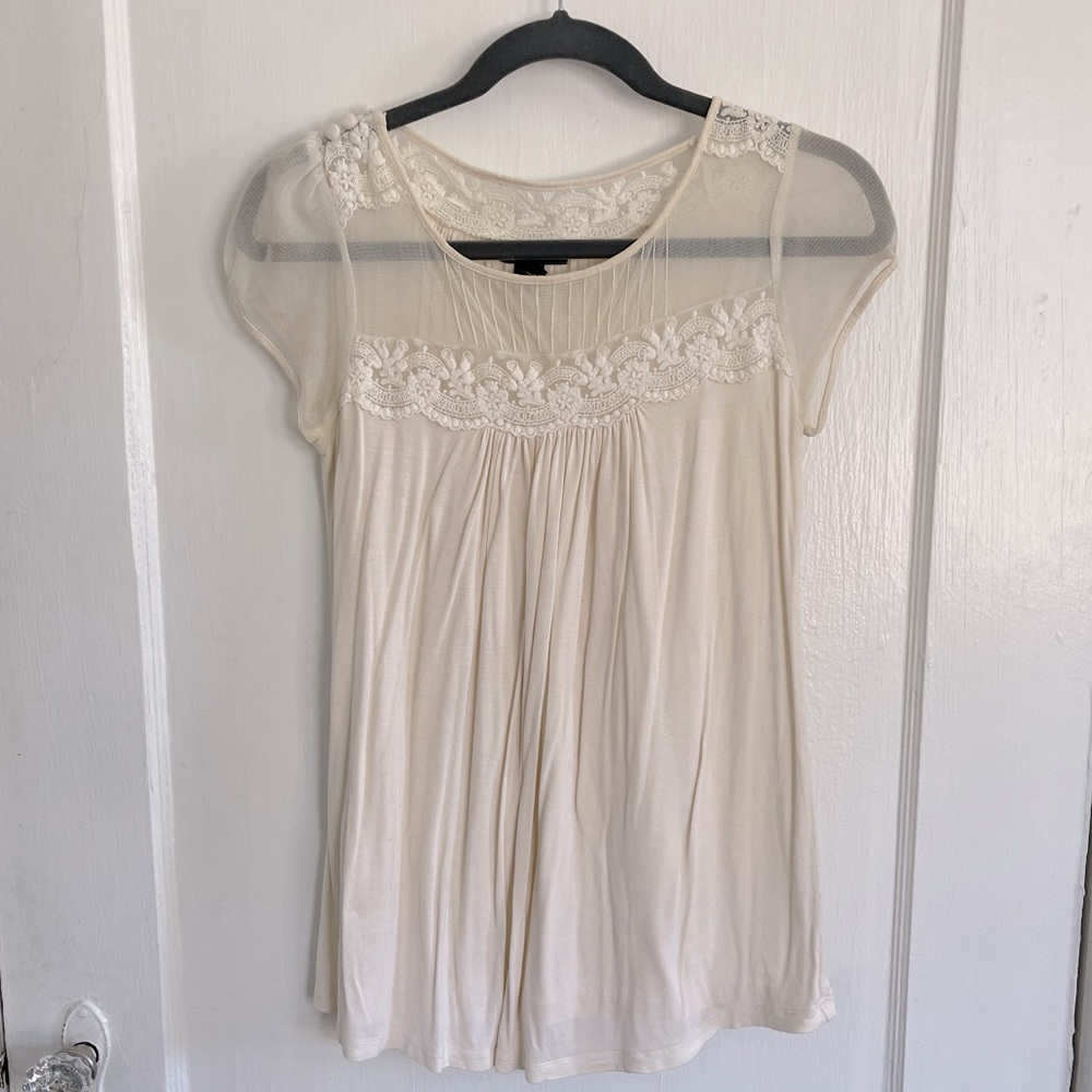 Mango MNG Suit short sleeve top with sheer shoulders